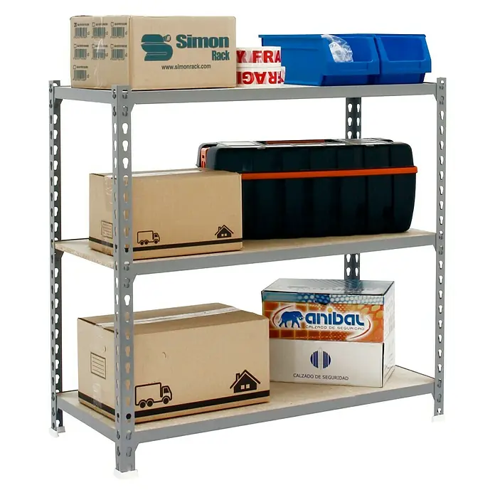 Simonrack Maderclick Estantería metálica Plus - L x An x Al: 30 x 100 x 90 cm, Capacidad de carga: 150 kg/balda, Número de baldas: 3 ud., Gris