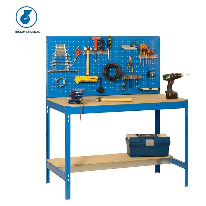 Simonrack Simonwork Banco de trabajo BT2 Mobile - L x An x Al: 61 x 151 x 144,5 cm, Capacidad de carga: 280 kg, Azul