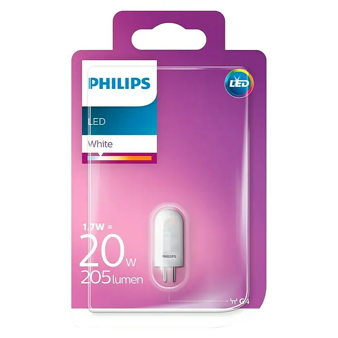 Philips Bombilla LED - 1,7 W, G4, Color de luz: Blanco cálido, Capsular
