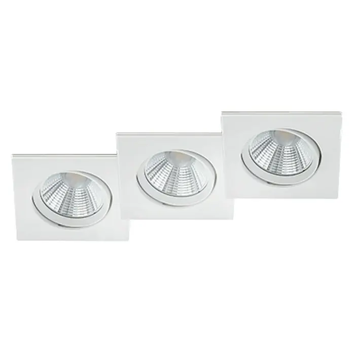 Trio Lighting Set de focos LED empotrables Pamir cuadrado - 3 × 5,5 W, Color de luz: Blanco cálido, L x An x Al: 8,5 x 8,5 x 5,4 cm, Blanco