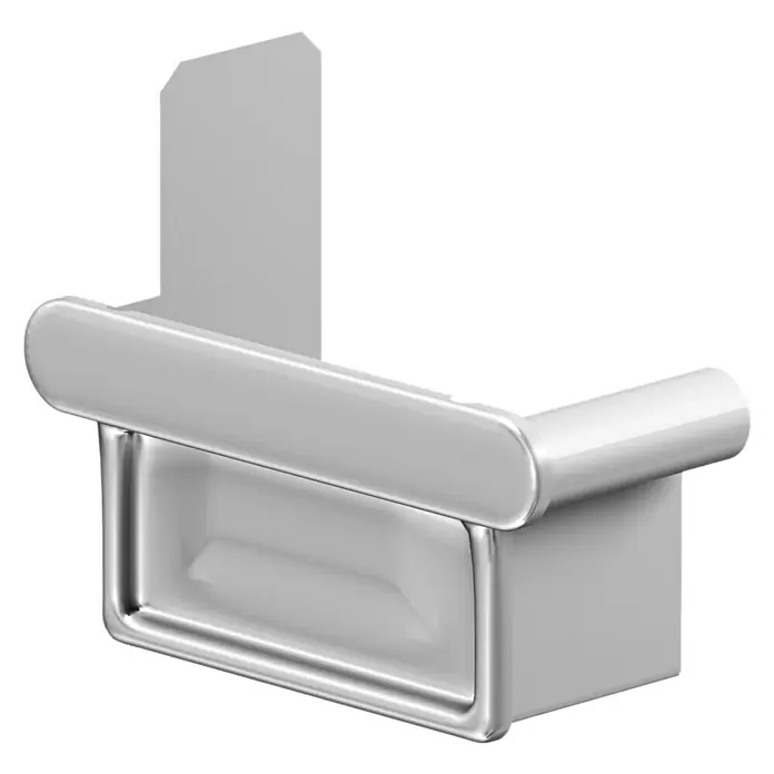 Sarei Rinnenendstück - Nennweite: 70 mm, Links & Rechts, Aluminium, Kasten, Aluminium - Linke Seitenansicht
