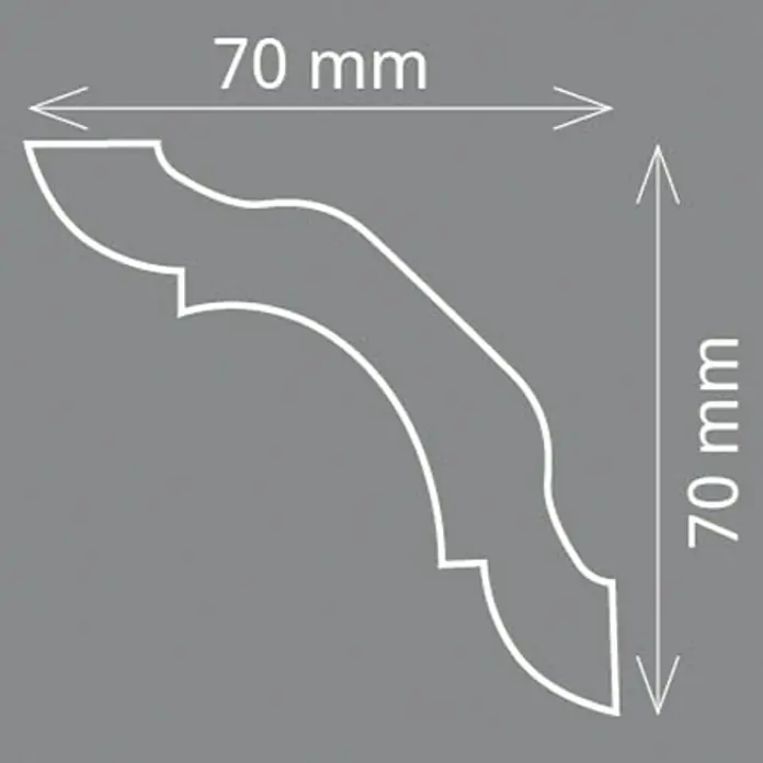 Zierprofil Modern C 100 - 200 x 7 x 7 cm, Extrudiertes Polystyrol (XPS) - Vorderansicht