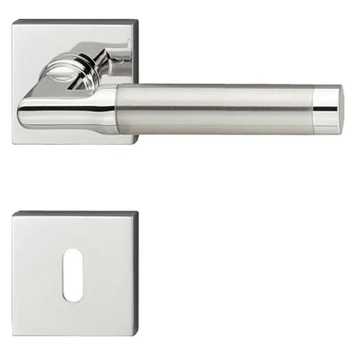 Häfele Zimmertürgarnitur Luzilla - B x H: 53,5 x 53,5 mm, Buntbart BB, Edelstahl, Rosette - Vorderansicht