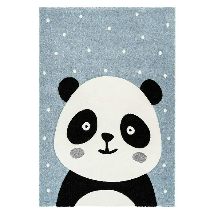 Kayoom Kurzflorteppich Panda - Blau, 150 x 80 cm, 100 % Polypropylen - Ansicht von oben