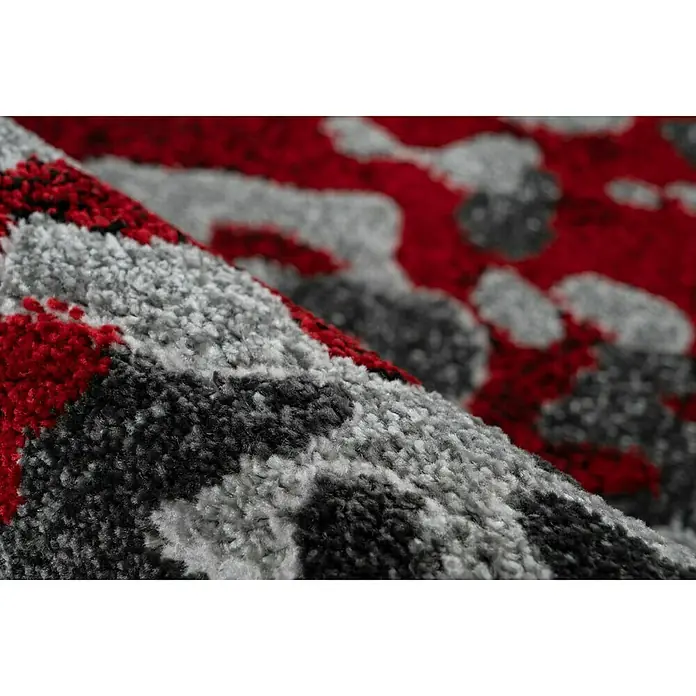 Kayoom Kurzflorteppich Broadway - Grau/Rot, 150 x 80 cm, 100 % Polypropylen - Detailaufnahme