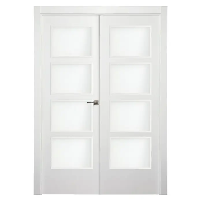 Puerta de doble hoja Essen - 125 x 203 cm, Apertura según normativa: Izquierda, Blanco lacado, Macizo