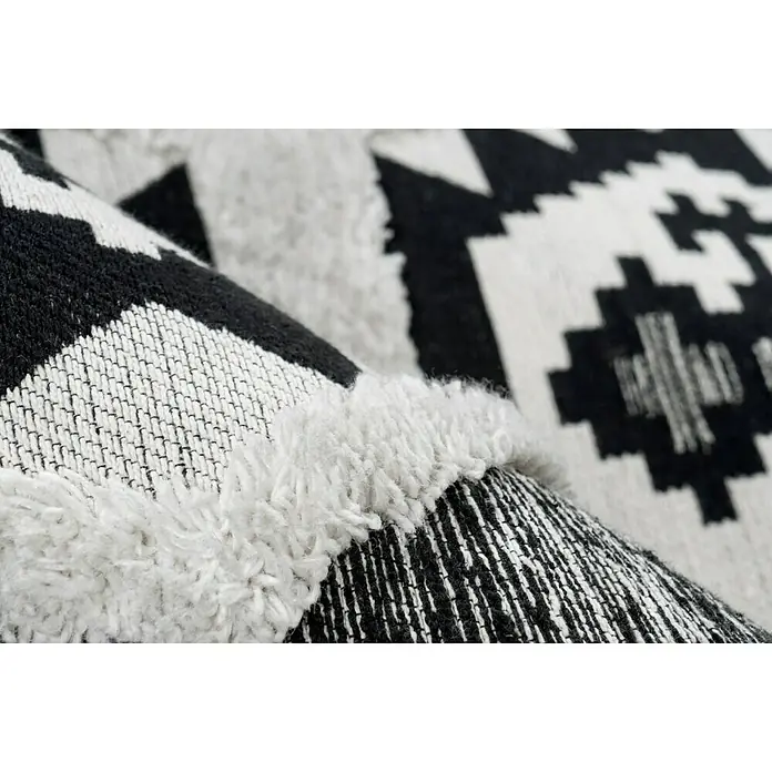 Kayoom Flachgewebeteppich Ethnie II - Grau, 150 x 80 cm, 100 % Baumwolle - Detailaufnahme