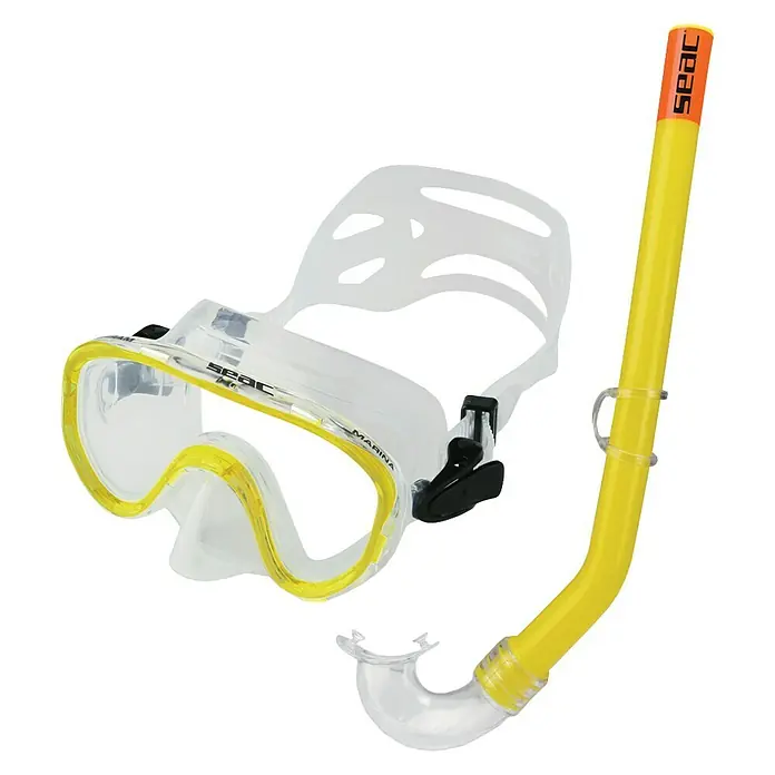 Seac Sub Set de buceo Marina - Apto para: Niños, Silicona, Amarillo