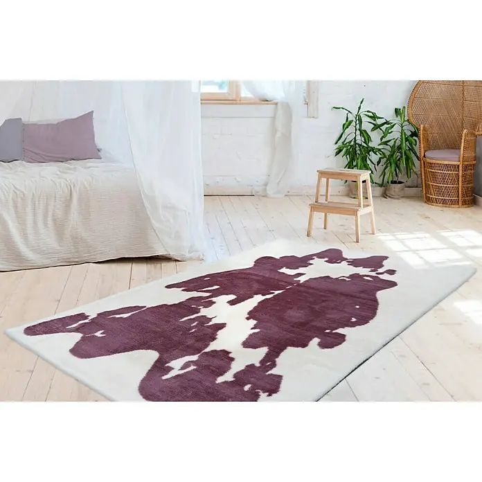 Kayoom Hochflorteppich Kuh - Lilac/Weiß, 230 x 160 cm, 100 % Polyester - Stimmungsaufnahme