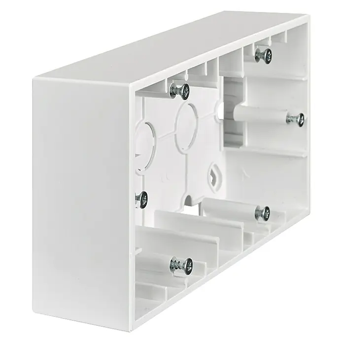 Simon 15 Caja de superficie doble - Blanco, L x An x Al: 15,2 x 3,7 x 8,1 cm