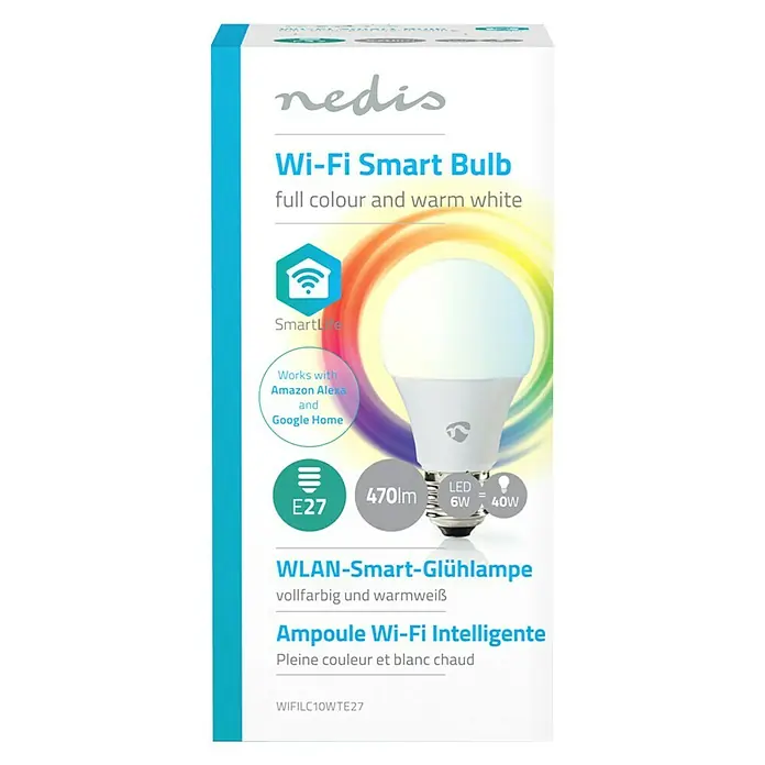 Nedis Smartlife LED-Leuchtmittel - 1 Stk., E27, 6 W, RGBW, Dimmbar - Vorderansicht
