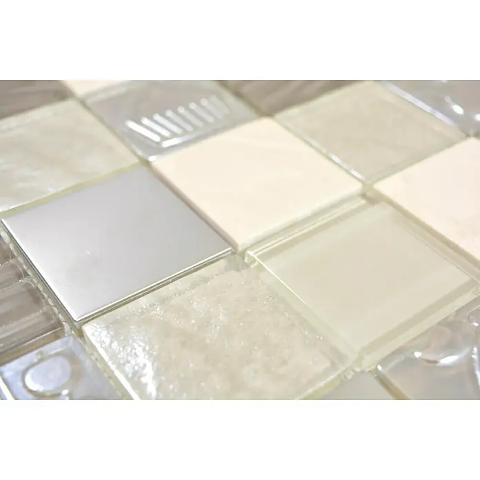 Mosaikfliese Quadrat Crystal XCM 8RK13 - 30 x 30 cm, Beige, Glänzend - Detailaufnahme