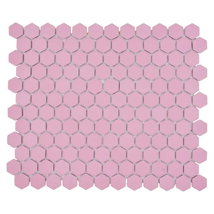 Mosaikfliese Hexagon Uni HX AT22 - 26 x 30 cm, Rosa, Matt - Vorderansicht
