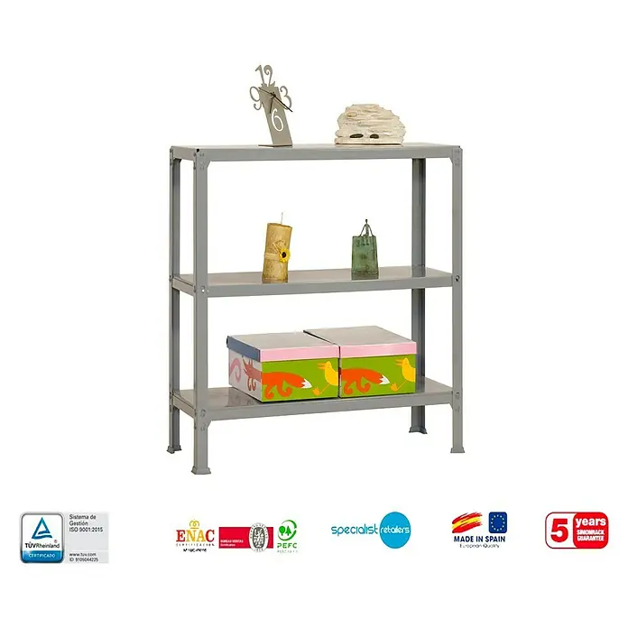 Simonrack Homeclick Estantería metálica Plus - L x An x Al: 30 x 100 x 90 cm, Capacidad de carga: 150 kg/balda, Número de baldas: 3 ud., Inserción, Gris