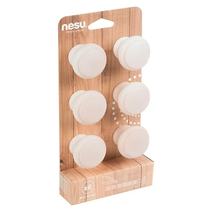 Nesu Set de pomos para muebles 403BL 6 uds. - 6 pzs., Ø x Al: 40 x 33 mm, Madera