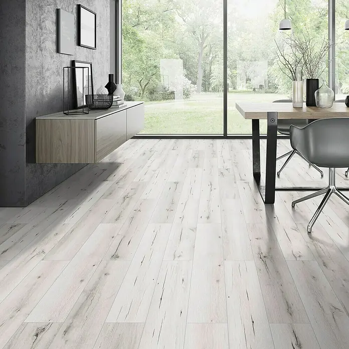 Classen Vinylboden GreenVinyl Schnee-Eiche - 1.290 x 173 x 3,8 mm, Landhausdiele - Stimmungsaufnahme