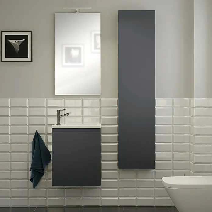 Camargue Espacio Kupaonski ormarić za nasadni umivaonik - 40 x 22 x 60 cm, 1 vrata, Gama antracit mat - Živopisni prikaz