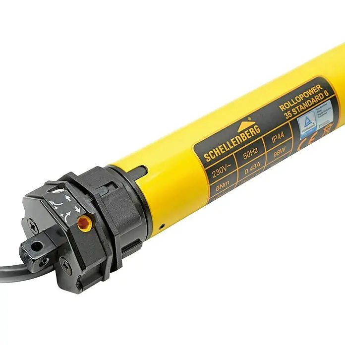 Schellenberg Rohrmotor Mini Standard 6 - Max. Rollladenfläche: 4 m² bei Kunststoffrollläden, Einbaulänge: 500 mm, Zugkraft: 15 kg - Vorderansicht