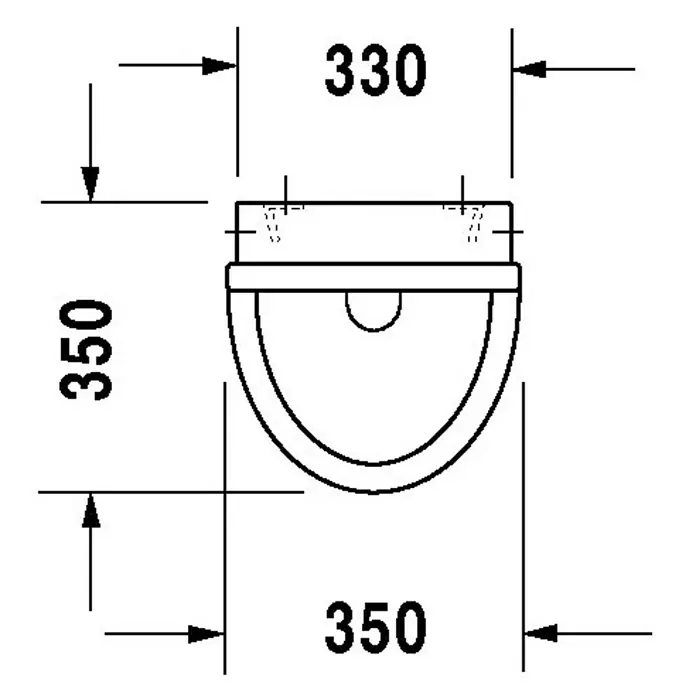 Duravit Starck 3 Urinal - Mit Spülrand, Mit schmutzabweisender Glasur, Zulauf: Hinten, Absaugspülung, Farbe: Weiß, Mit Zielobjekt - Skizze