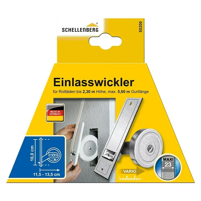 Schellenberg Rollladen-Gurtwickler Maxi - Lochabstand: 160 mm, Gurtbreite: 23 mm, Max. Gurtlänge: 5,3 m