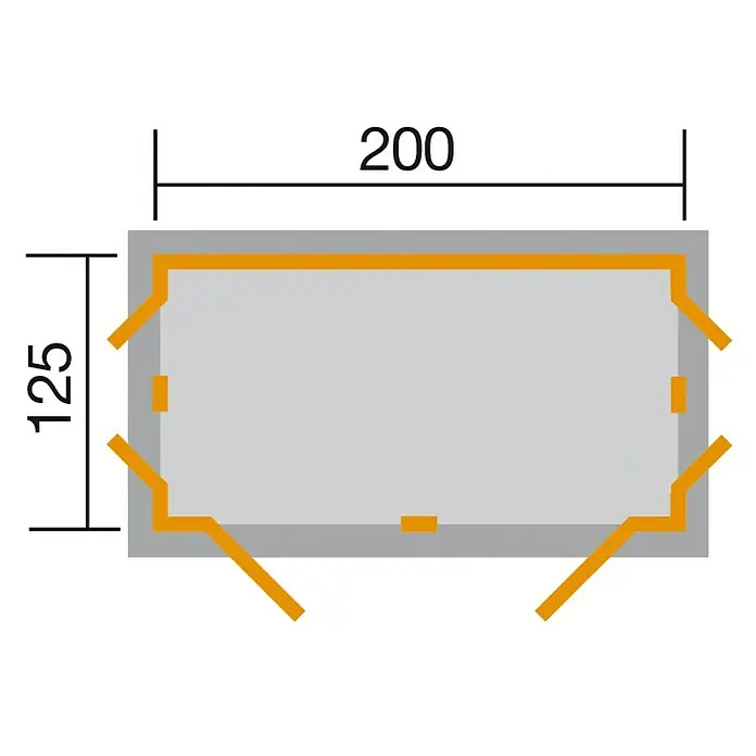 Weka GartenQ Geräteschrank Kompakt - Außenbreite inkl. Dachüberstand: 224 cm, Außentiefe inkl. Dachüberstand: 155 cm, Holz, Natur - Ansicht von oben
