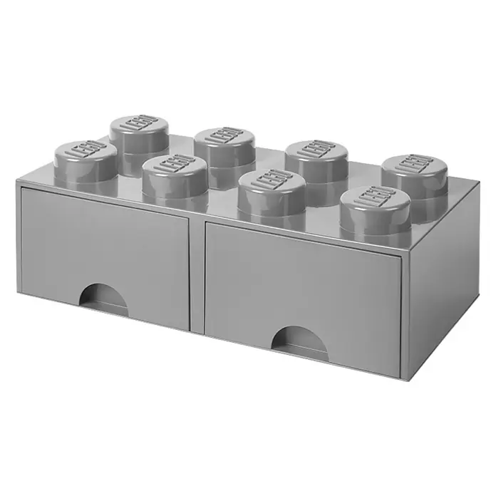 Lego Schubladenbox Brick - L x B x H: 50 x 25 x 18 cm, Grau, Anzahl Schubladen: 2 Stk. - Vorderansicht