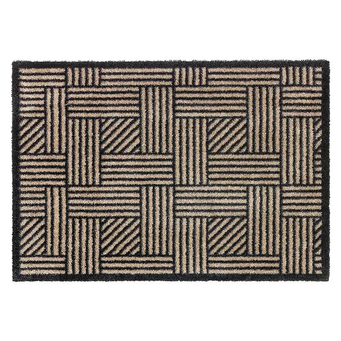 SCHÖNER WOHNEN-Kollektion Sauberlaufmatte Streifengitter - Braun/Anthrazit, 100 x 67 cm, 100 % Polyamid - Ansicht von oben