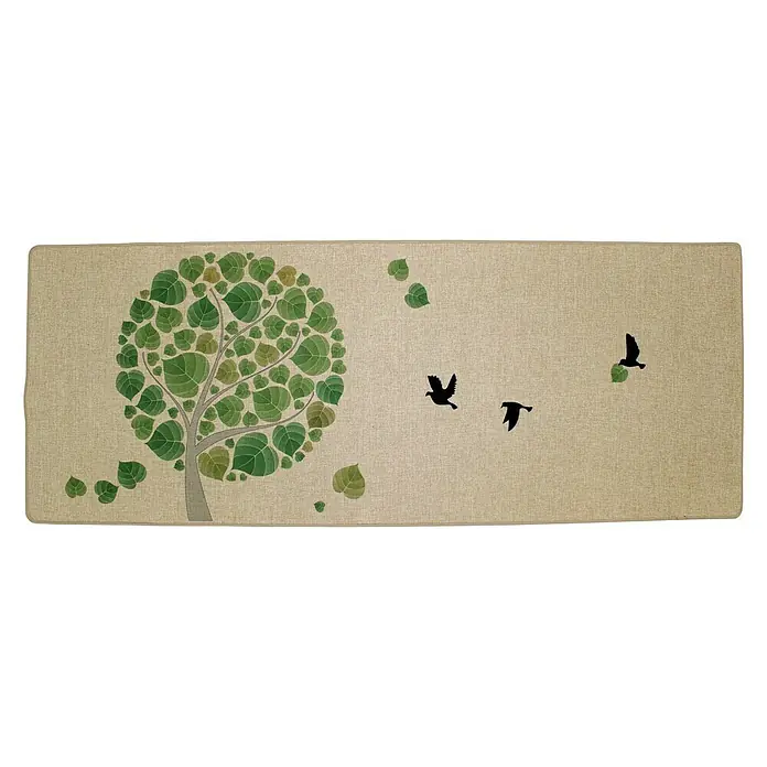 Alfombra de cocina Verona Tree - Marrón, 130 x 50 cm, Poliéster y caucho