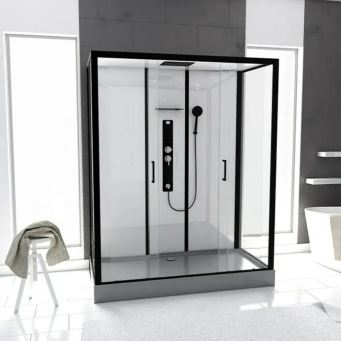 Designdusche Indus - 170 x 75 x 215 cm, Anthrazit/Silbergrau - Vorderansicht