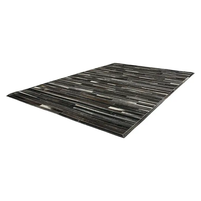 Kayoom Echtlederteppich Eclipse 110 - Grau/Braun, 170 x 120 cm, 100 % Leder - Linke Seitenansicht