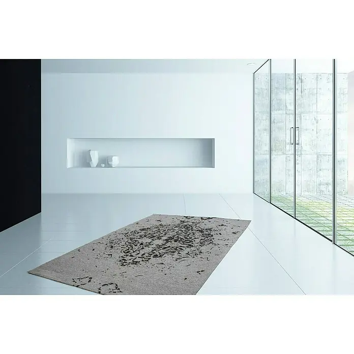 Kayoom Flachgewebeteppich Sitar - Grau/Anthrazit, 230 x 160 cm, 100 % Polyester - Stimmungsaufnahme