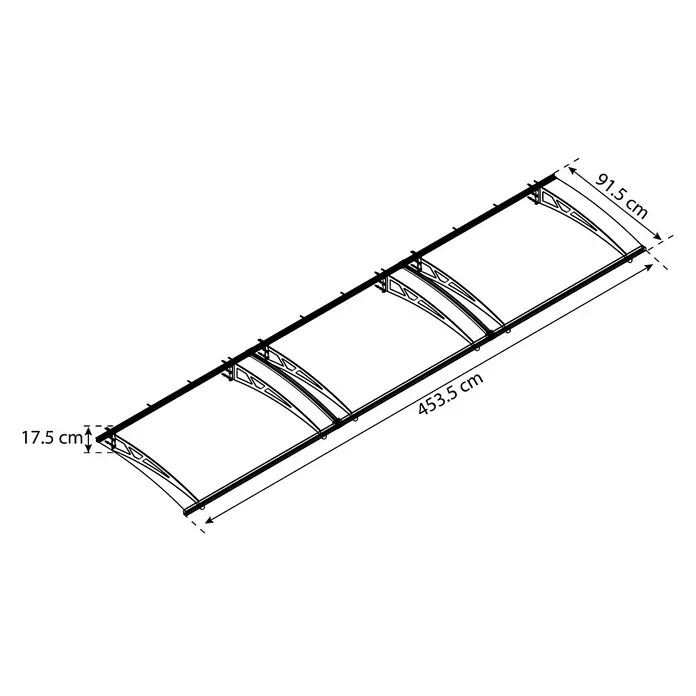 Solid Elements Pultvordach Pavo - 4.535 x 915 x 175 mm, Farbe Träger: Anthrazitgrau