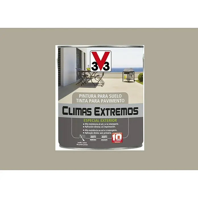 V33 Pintura para suelos Climas extremos - Beige, 2,5 l, Satinado