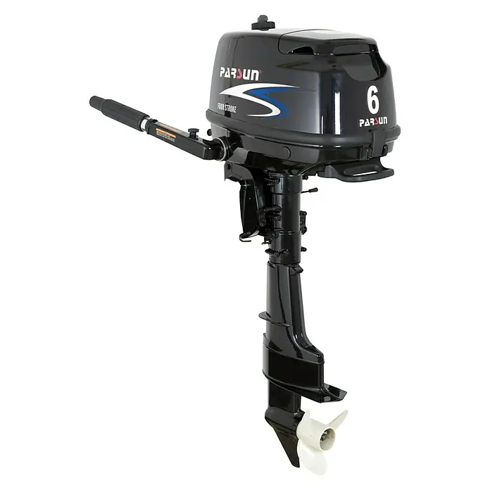 Parsun Motor fueraborda F6ABMS 6HP - 4,4 kW, Empuñadura del timón, Longitud del eje: 38,1 cm, Arranque manual