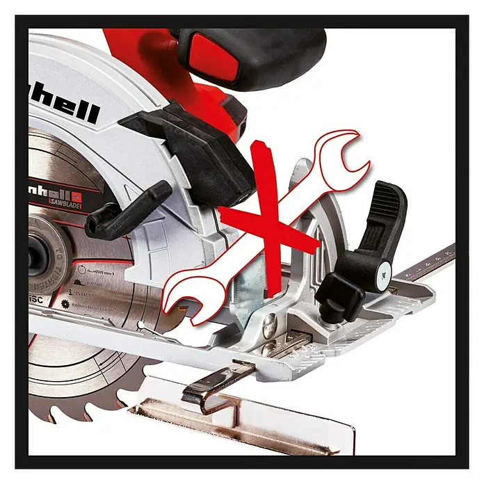 Einhell Power X-Change Akku-Handkreissäge TE-CS 18/165 Li-Solo - 18 V, Ohne Akku, Leerlaufdrehzahl: 4.200 U/min, Sägeblatt: Ø 165 mm - Detailaufnahme