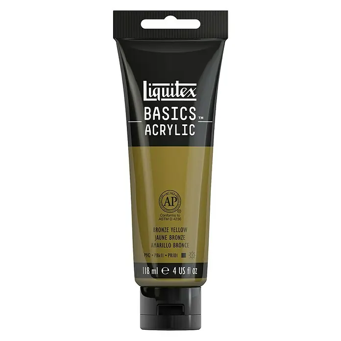 Liquitex Basics Acrylfarbe - Farbe: Bronzegelb, 118 ml, Tube - Vorderansicht