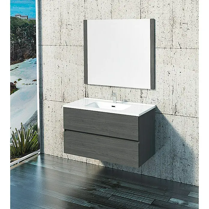 Mueble de lavabo Denver - L x An x Al: 46 x 80 x 54,5 cm, Ceniza