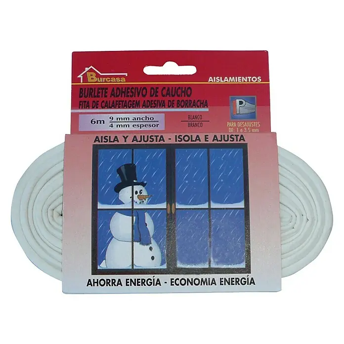 Burlete para ventanas Formato P - Blanco, Largo: 6 m, Desajustes de 1 - 3,5 mm