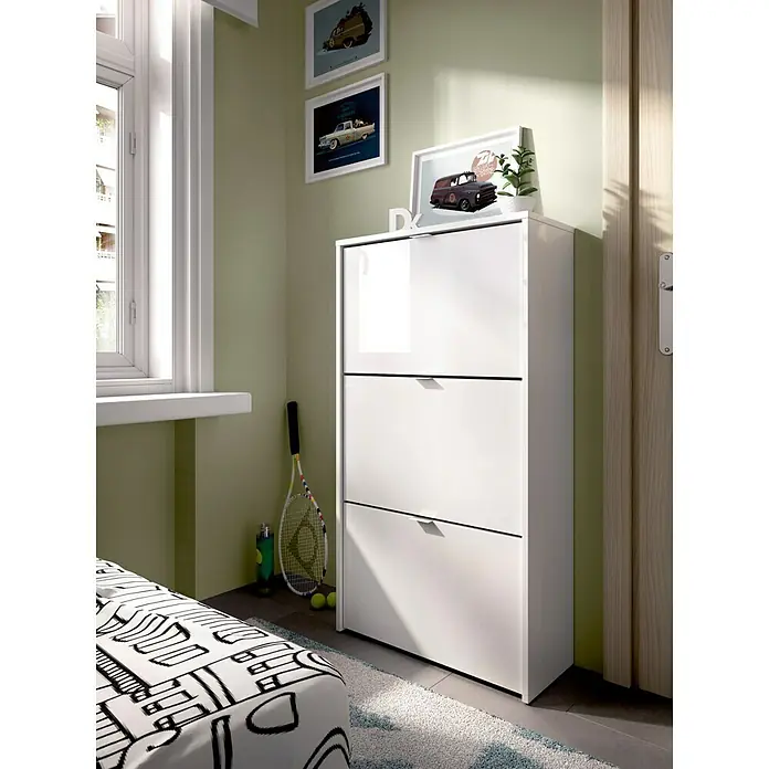 Zapatero Jazz - L x An x Al: 25 x 61 x 113 cm, Blanco