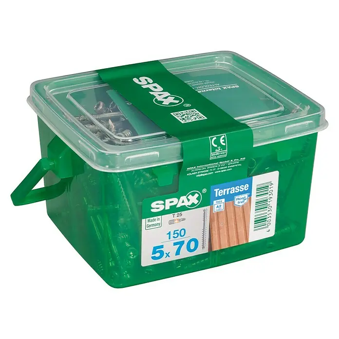 Spax Terrassenschraube T-Star Plus - Ø x L: 5 x 70 mm, Edelstahl rostfrei A2, Blank, 150 Stk.