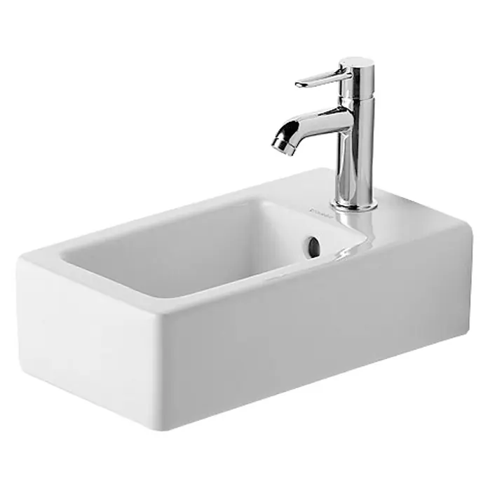 Duravit Vero Waschbecken - B x L: 25 x 45 cm, Mit schmutzabweisender Glasur, Hahnloch: Mitte, Mit Überlauf, Weiß - Vorderansicht