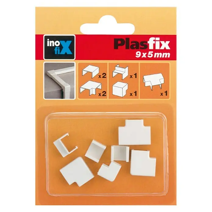 Inofix Plasfix Kit de accesorios para canaleta - Blanco, An x Al: 0,9 x 0,5 cm, 7 ud.