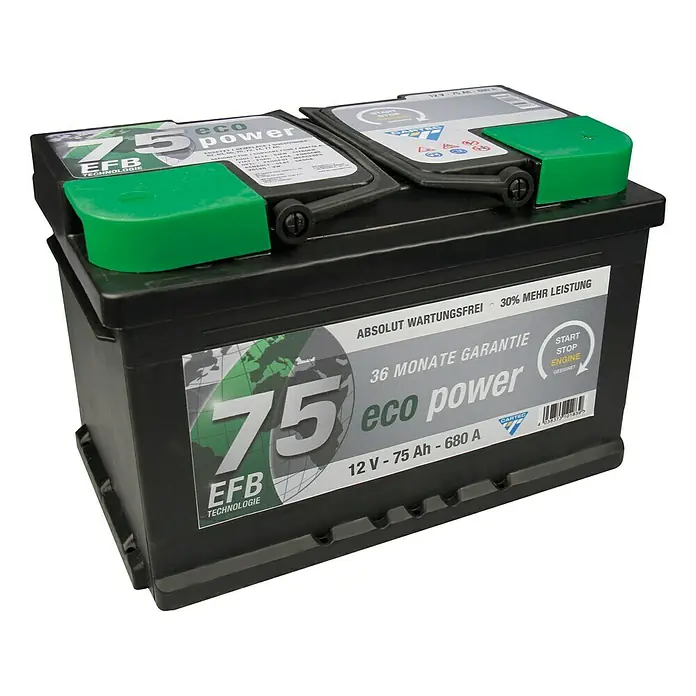 Cartec Autobatterie - 75 Ah, Spannung: 12 V - Linke Seitenansicht