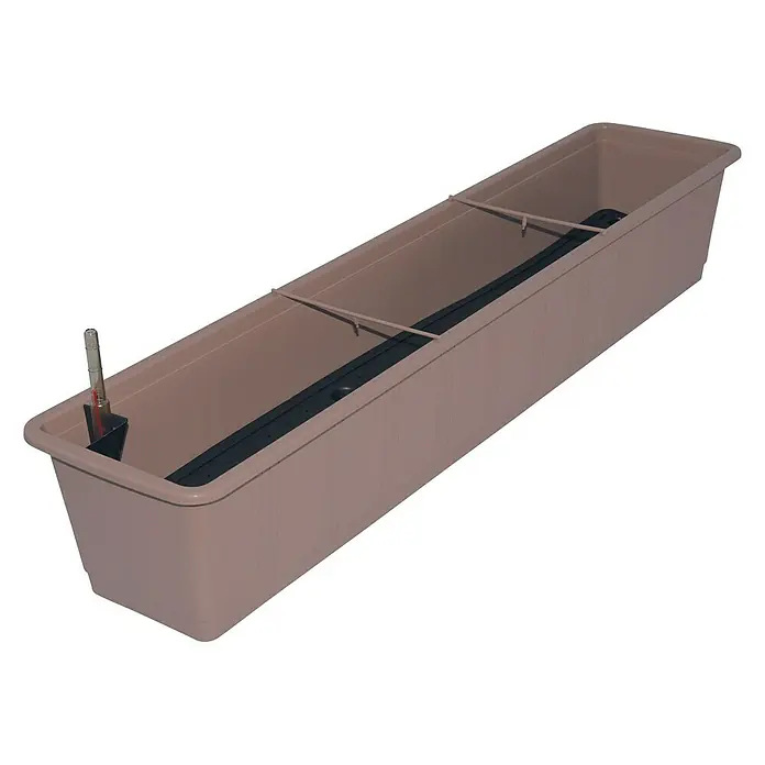 Geli Bewässerungsbalkonkasten Aqua Green Plus - Max. Außenlänge: 100 cm, Taupe - Vorderansicht