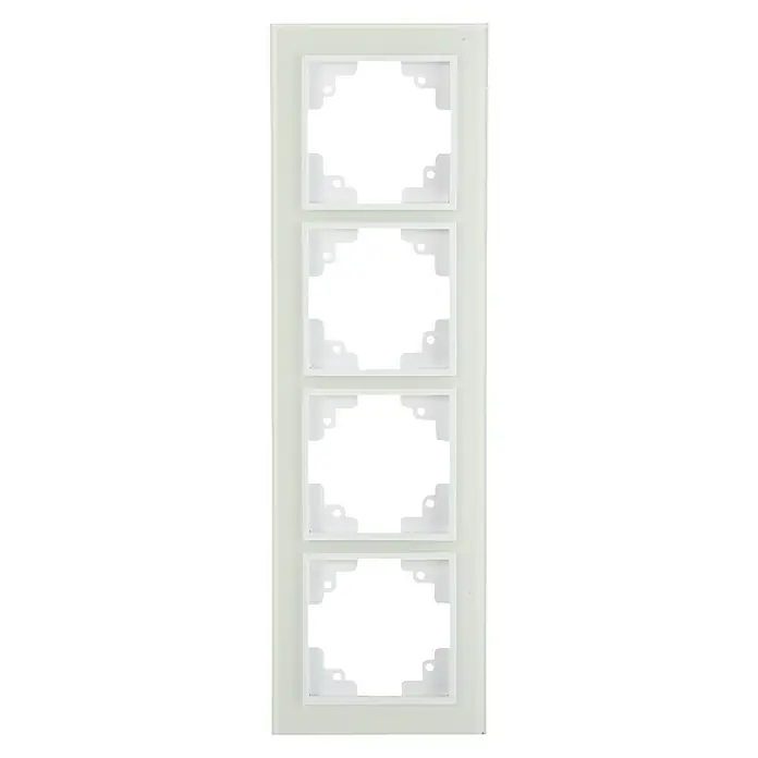Glas-Abdeckrahmen - Weiß, 4-fach, Glas, Unterputz - Ansicht von oben