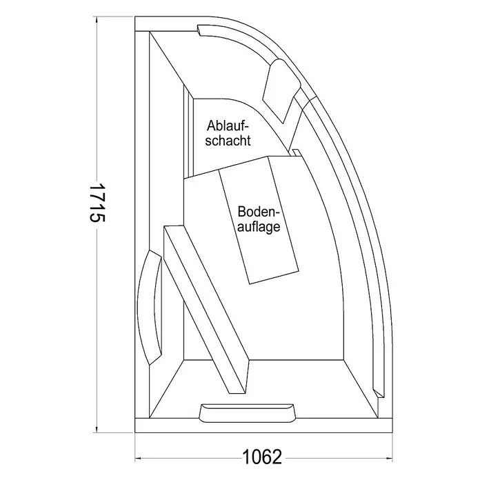 Ottofond Wannenträger Mauritius B - Passend für: Eckbadewanne Mauritius B 175 x 110 cm - Ansicht von oben
