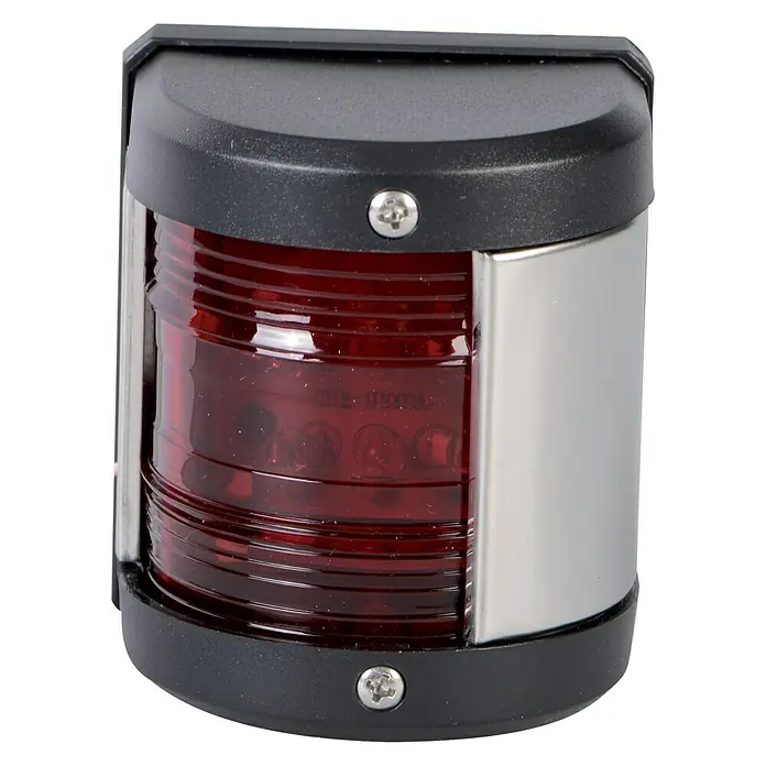 Talamex LED-Backbordlaterne - 55,5 x 64,4 x 75 mm, 12 V, 0,54 W, Schwarz, Lichtfarbe: Rot - Vorderansicht