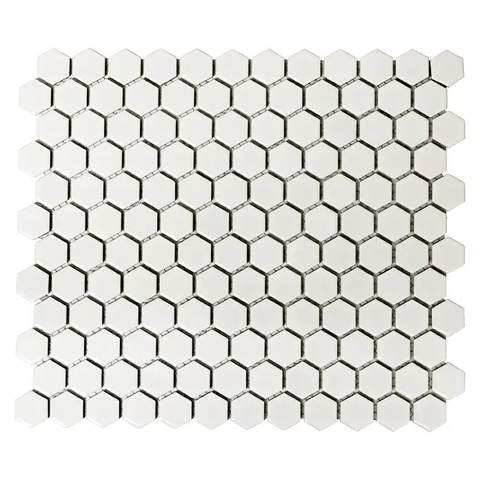Mosaikfliese Hexagon Uni HX 055 - 26 x 30 cm, Weiß, Matt - Ansicht von oben