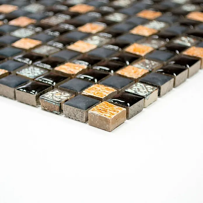Mosaikfliese XRS S3K - 30,5 x 30,5 cm, Schwarz, Glänzend - Vorderansicht