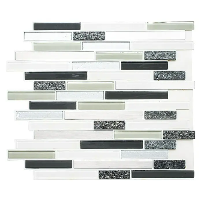 Zelfklevend mozaïek verband glas Mix SAM 8CM08 - 30,5 x 30,5 cm, Glas, Grijs - Top-down weergave